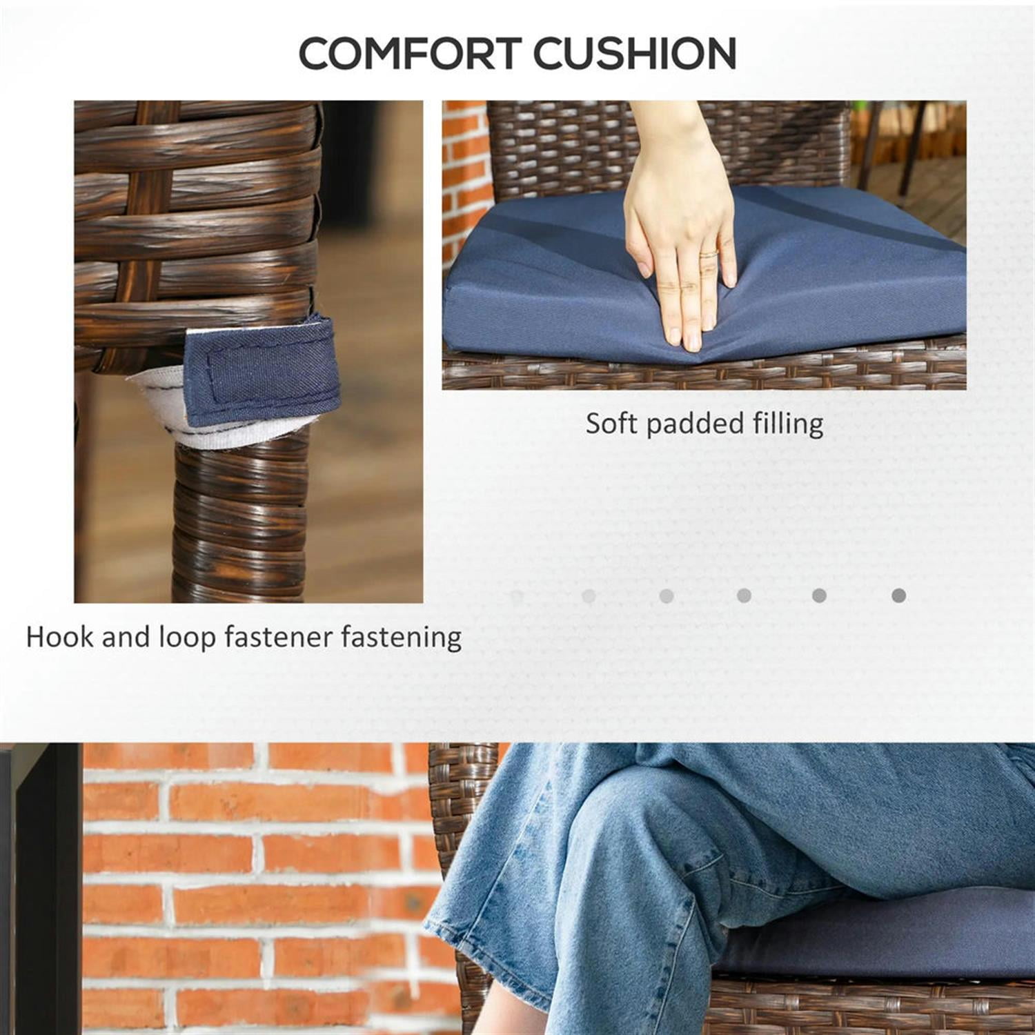 Demi Bonn Outdoor Dining Chairs Set of 2 with Armrests & Backrest, Stackable PE Rattan Patio Dining Room Chairs with Cushion for Garden, Backyard, Lawn, Brown