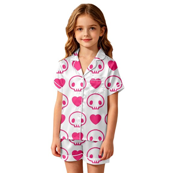 Toddler Girls Clothes 2 Piece Outfits Flip Collar Short Sleeved Halloween Printed Top and Elastic Waist Shorts Clothing Set Size 3-4T