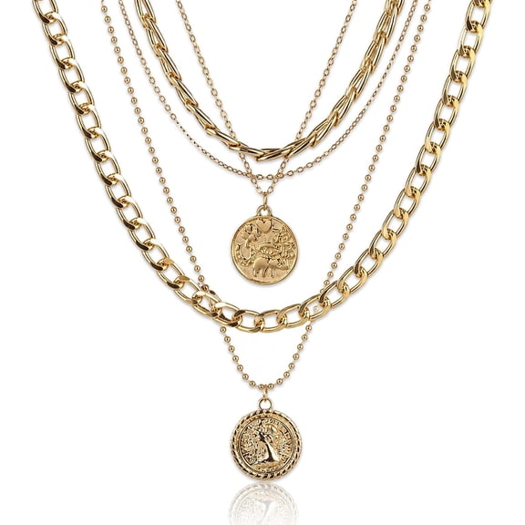 DESIGNICE Pirate Necklace for Women Layered Coin Pendant Chunky,jewellery pirate Chain