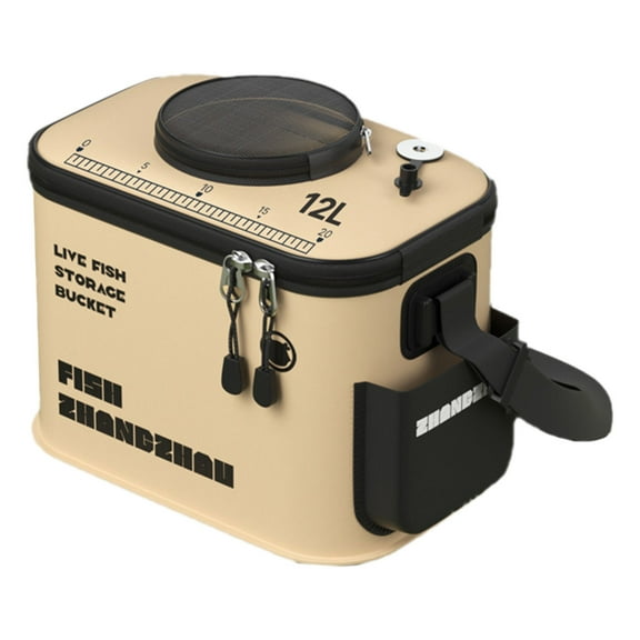 Folding Fishing Bucket with Aeration Holes - Portable Water Container for Live Bait & Fish Transport - Collapsible Fishing Pail for Outdoor Travel, Hiking & Camping