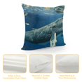thumbnail image 4 of Autua Whale Fish Ocean Graphic Decorative Cushion Throw Pillow Cover for Home Couch Living Room Bed Sofa - Premium Cotton Linen Fabric - 1PC 18x18in, 4 of 5