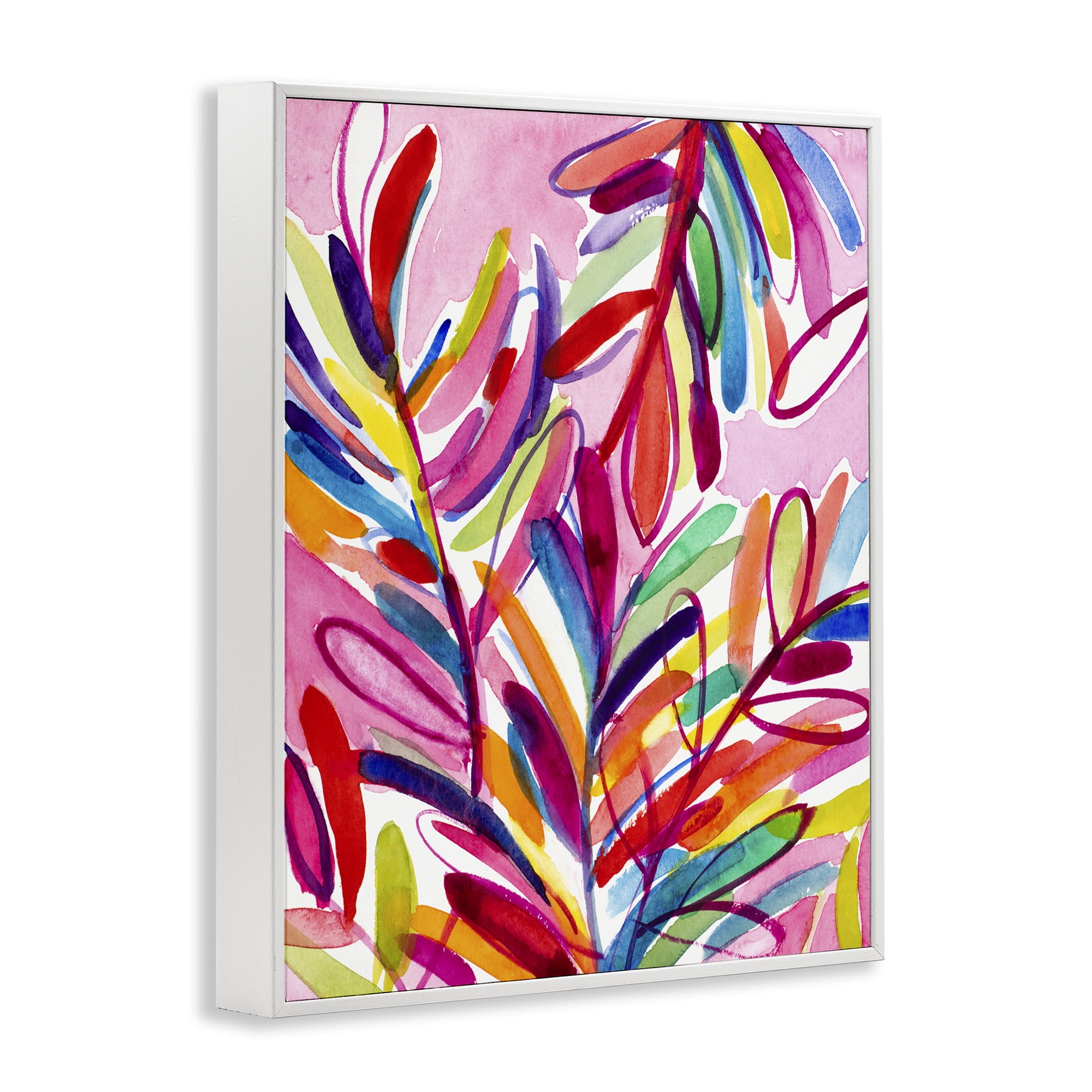 Stupell Industries Bold Tropical Leaves Botanical & Floral Painting White Framed Art Print Wall Art, 24 x 30