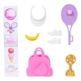 thumbnail image 6 of Barbie Team Barbie Roll and Reveal Tennis Player Doll and Accessories with Brunette Fashion Doll, 8 Surprises & Tennis Ball Encasement, 6 of 7