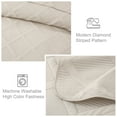 thumbnail image 3 of Exclusivo Mezcla Ultrasonic Full Queen Quilt Set, 3-Piece Lightweight Bedspreads Modern Striped Coverlet, Brich Beige, 3 of 7