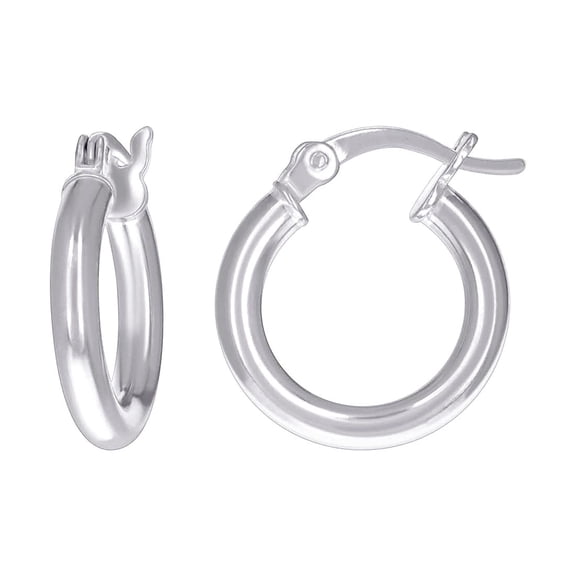 925 Sterling Silver Womens Classic Hoop Earrings 15 X 2.5mm Hoop Earring for Women - 1.6 Grams