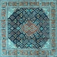 thumbnail image 1 of Ahgly Company Indoor Square Medallion Light Blue Traditional Area Rugs, 7' Square, 1 of 4