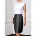 thumbnail image 4 of DARING DIVA Women's Faux Leather PU Elastic Bodycon Pencil Midi Skirt X-Small Black, 4 of 6