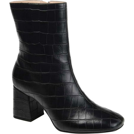 

Women s Journee Collection Trevi Heeled Ankle Bootie Black Croco Faux Leather 7 M