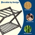 thumbnail image 4 of Support à Bagages Pliant en Bambou Supérieur avec Tablette de Rangement – 5 Sangles en Nylon Durables – Supporte jusqu'à 150 Lb – Support de Valise Gain de Place pour Chambre, Chambre d'Amis, Hôtel – Brun, Ensemble de Deux, 4 of 8