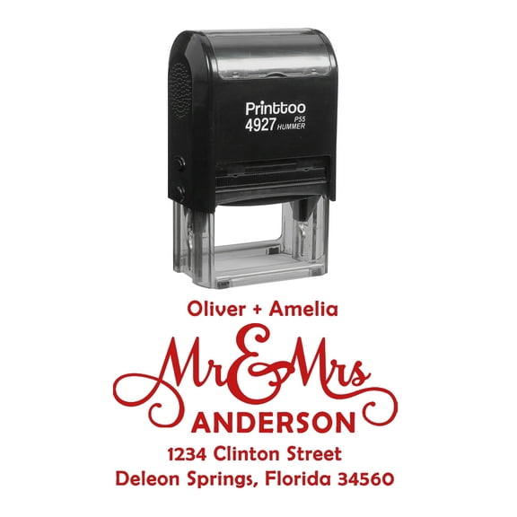 Printtoo Personalized Red Self Inking Address Stamp Custom Rubber Stamper-60 x 40 mm