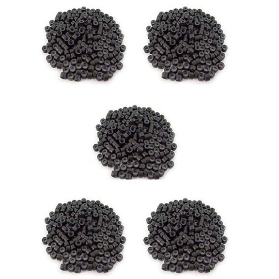 1000 PCS 5mm Dark Brown Color Silicone Lined -Rings Links Beads for I Bond Stick Tip Feather Hair Extensions