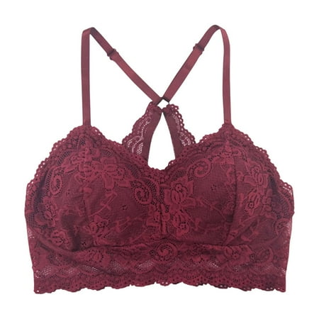 Fast Savings: Womens Bras Comfortable  Sujetador Sin Aros  Women s Solid Lace Wrapped Chest And Backless-thin Bra With Padding Breathable Underwear Daily Bra SOPATENOR Wine Free Size
