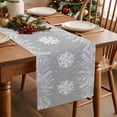 thumbnail image 2 of Burlap Table Runner 72 Inches Long,Winter Snowflake Pine Leaf Non-Slip Kitchen Table Runners for Dining Room Everyday Use Party Table Decorations White Botanical on Grey, 2 of 9