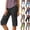 25# Black, variant on Womens Bermuda Shorts Cotton Linen Knee Length Drawstring Elastic Waist Baggy Capris Loose Summer Beach Shorts for Seniors,Army Green S