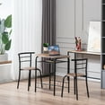 thumbnail image 5 of Seizeen Dining Set 3 Pieces, Wood Top Table & Chair 2 Seats With Metal Frame, Bistro Pub Tables & Sets With Storage Rack, Small Dining Table Sets For Home Kitchen Dining Room, Brown, 5 of 10