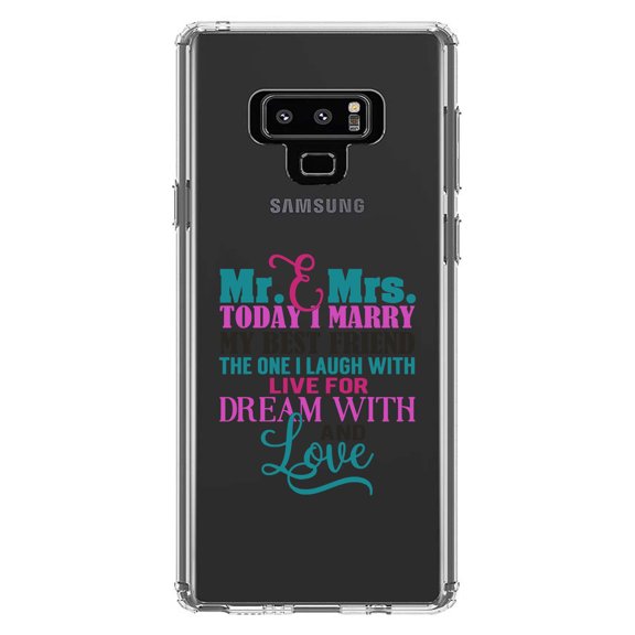 DistinctInk Clear Shockproof Hybrid Case for Samsung Galaxy Note 9 - TPU Bumper Acrylic Back Tempered Glass Screen Protector - Today I Marry My Best Friend