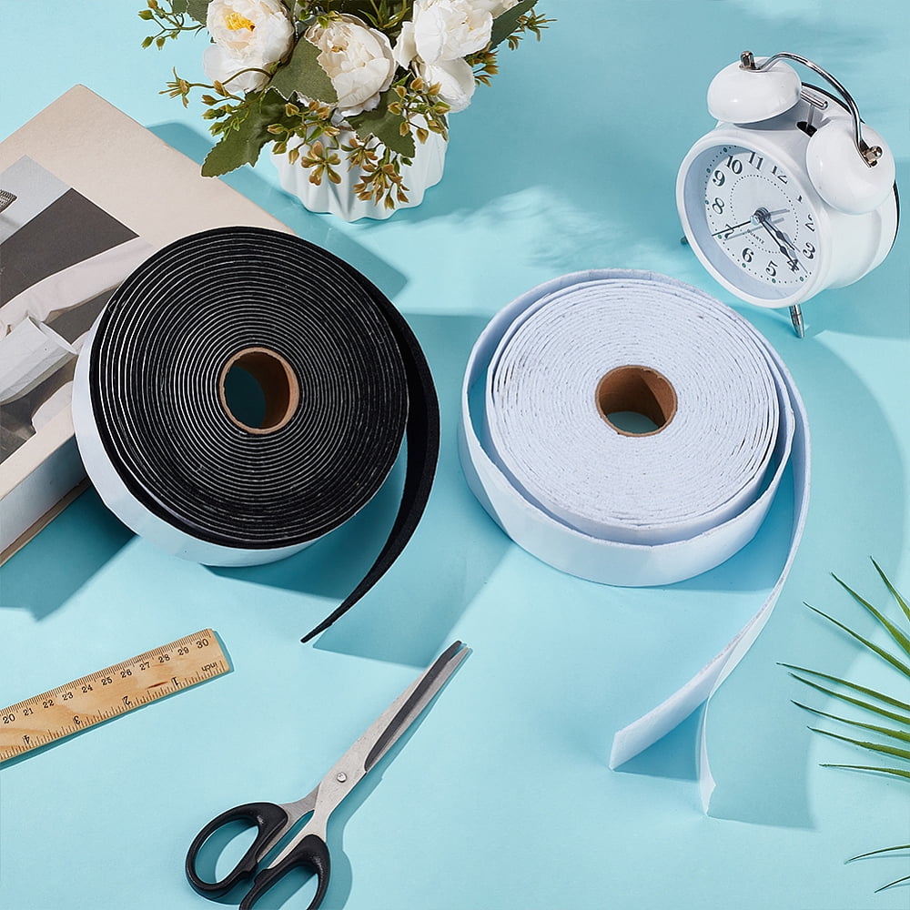 2 Rolls 2 Colors Self Adhesive Felt Tape 1.5Inch Wide Black White Furniture Felt Strips for Protecting and DIY Adhesive 26.2FT/RollDIY