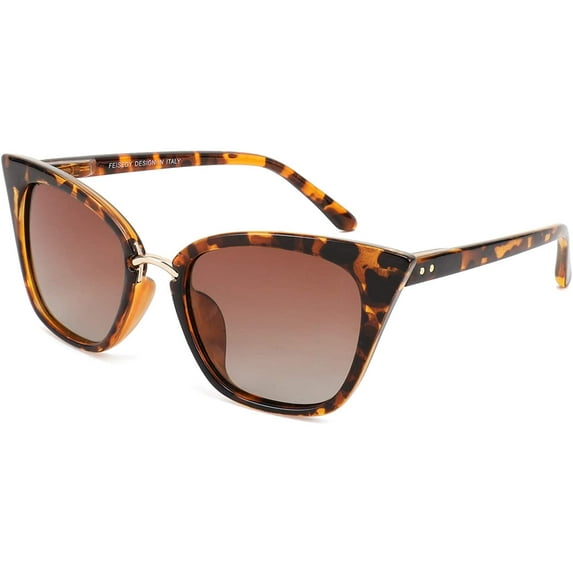 FEISEDY Women Cat Eye Polarized Sunglasses Cute Classic UV400 Sun Glasses Double Metal Studs B2707