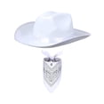 thumbnail image 4 of Sombrero de vaquero Yuyangstore con pañuelo Blanco, 4 of 7