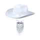 thumbnail image 4 of Sombrero de vaquero con bandana, gorra de ala ancha, sombrero de vaquera para adolescentes, adultos, senderismo, fiesta Blanco, 4 of 7