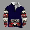 thumbnail image 2 of DDAPJ pyju Men's Fashion Hoodies & Sweatshirts Oversized Quarter Zip Pullover Cowboy Western Aztec Lapel Sweatshirt Big and Tall Casual Street Sweatshirts Dark Blue XXXXL, 2 of 6