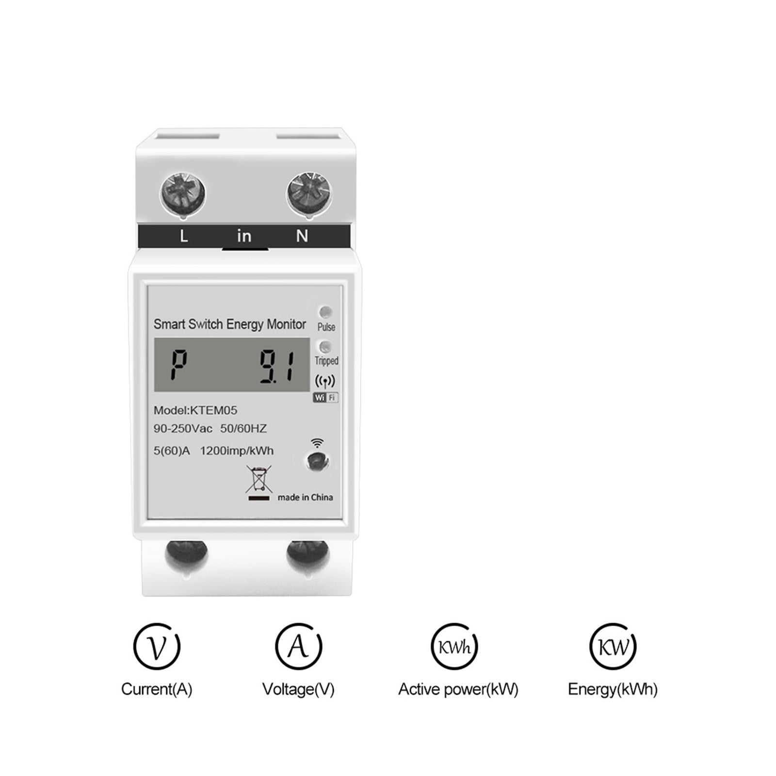 Din Rail WIFI Tuya Smart Energy Power Meter KWH Voltmeter Ammeter Smart Life Wattmeter Remote Switch Control Monitor ,Overload Protection