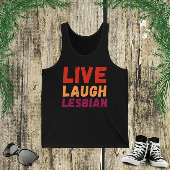 Live Laugh Lesbian pride Rainbow Pride Month LGBTQ Jersey Tank