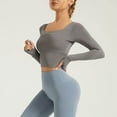 thumbnail image 6 of ZQUUVOU Women's Athletic Workout Tops Long Sleeve Round Neck Moisture Wicking Stretchy Shirts for Yoga Gym Gray, 6 of 9