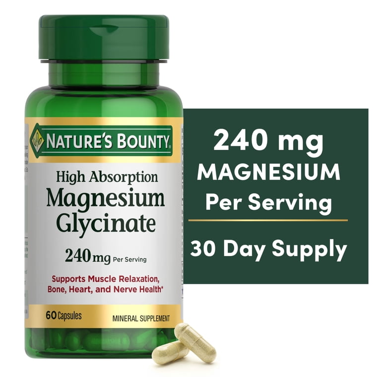 Nature's Bounty Magnesium Glycinate, High Absorption, 60 Capsules photo 1