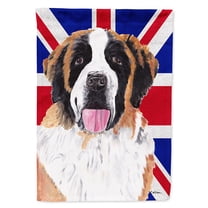 Saint Bernard with English Union Jack British Flag Flag Canvas House Size