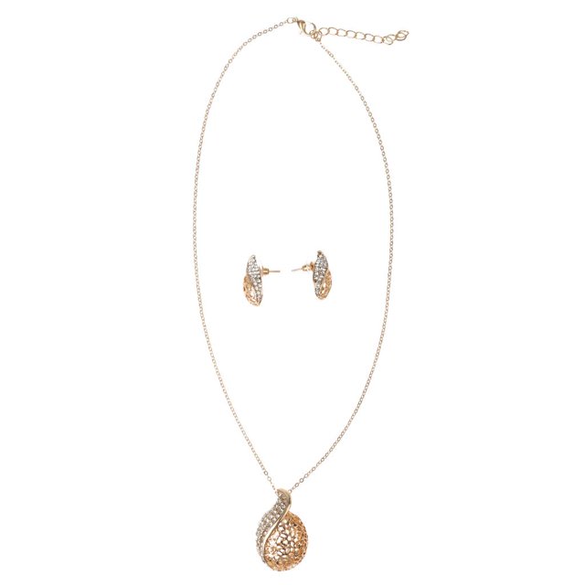 Conjunto de Joyas de Pendientes de Collar de Gota de Aceite de de Imitación Chapados en Oro de Hoja Hueca Zulema Conjunto de joyas