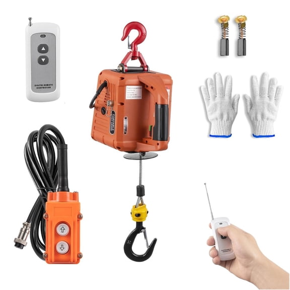 SHZOND 1100lbs Electric Hoist Winch, 3 in 1 Portable Electric Winch 1500W, Electric Hoist with Remote Control 25ft Lifting Height for Lifting Towing 110V