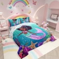 thumbnail image 2 of Black Mermaid Comforter Set Twin Black Princess Bedding Sets Cute Ocean Mermaid Bed Comforter Sets American African Quilt Set Marine Life Room Decor 1 Pillow Case, 2 of 7