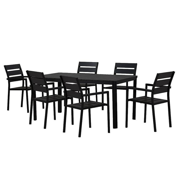 Oakland Living Indoor and Outdoor Rectangle 63 Inch Black Dining Table