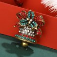 thumbnail image 4 of Christmas Tinkle Bell Lapel Brooch Pin Rhinestone Crystal Jingle Bell Ribbon Bow Xmas Ornament Pins Clothes Accessories Brooches Jewelry Gifts for Women, 4 of 5