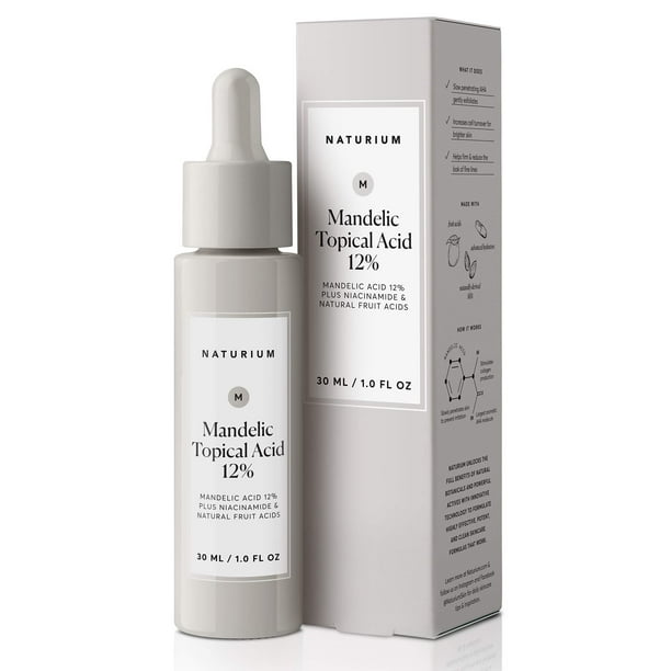 Ácido tópico mandélico Naturium para el cuidado de la piel, 12% con niacinamida, 30 ml