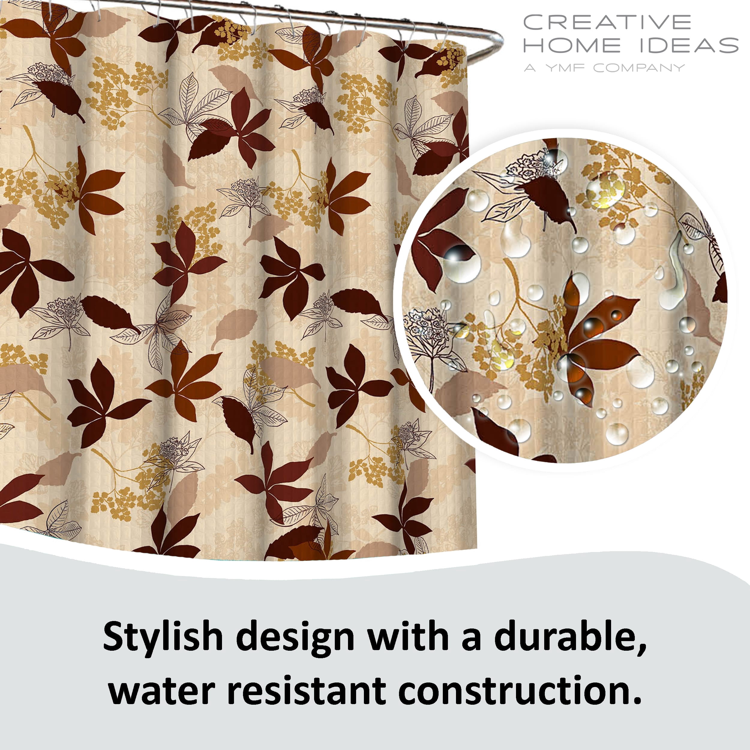 Brown Geometric, Bathroom Set, 15 Piece, Blowing Leaves