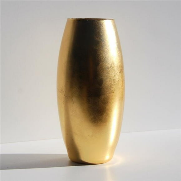 10 in. GILT Gilded Glass Flower Vase, Gold