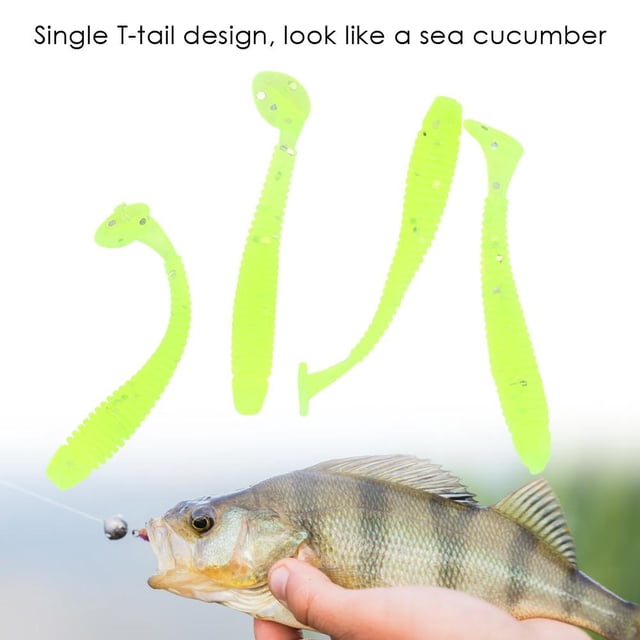 Se?uelos de pesca Bass Worm Bait, 50PCS Cola de paleta Se?uelos de pesca Se?uelos de pesca de plástico suave T-Tail Grub Worm Baits Fish Tackle Accesorio para agua salada Trucha de agua dulce Ecomeon no