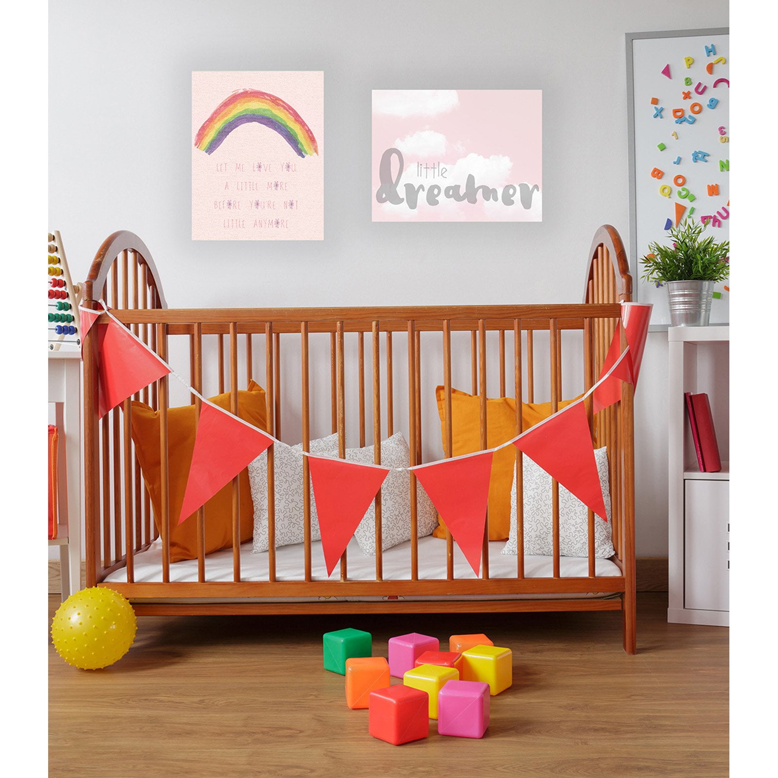 The Stupell Home Decor Collection Love You a Little More Pink Rainbow Wall Art