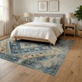 thumbnail image 3 of ODIKA 6'x9' Washable Area Rug Livingroom Vintage Distressed Boho Border Large Scroll Ornate for Queen Size Bedroom, Under Bed, Master Suite, Easy Care, Non-Shedding, 3 of 7