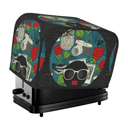 

Noewx Black Head Woman with Owl Hair Toaster Covers 2 Slice Appliance Cover Toaster Fingerprint Protection and Greasy Protection Anti-sputtering Bread Maker Cover
