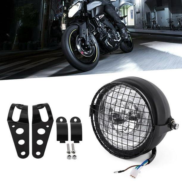 Cubierta de montaje lateral para parrilla de faro LED de motocicleta de 6,5" con soporte para Cafe Racer