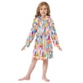thumbnail image 6 of FORMRS Niños Bathrobe Unisex Hooded Robe Soft Plush Pajamas Sleepwear, Size 2-3T, Purple Colorful Circles, 6 of 7