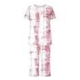 thumbnail image 3 of Tnhcen 2-Piece Women's Print Summer Pajama Set Comfy Short Sleeve Capri Pants with Pockets Homewear S-3XL, 3 of 6