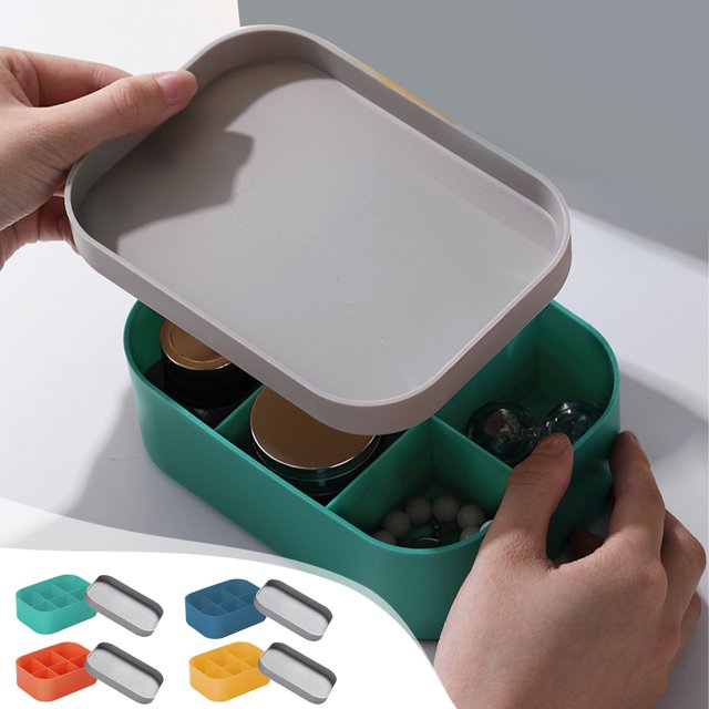 Caja de almacenamiento de 6 compartimentos para cosméticos, caja de almacenamiento de plástico para escritorio, caja de almacenamiento miscelánea de gran capacidad, buen almacenamiento, caja de