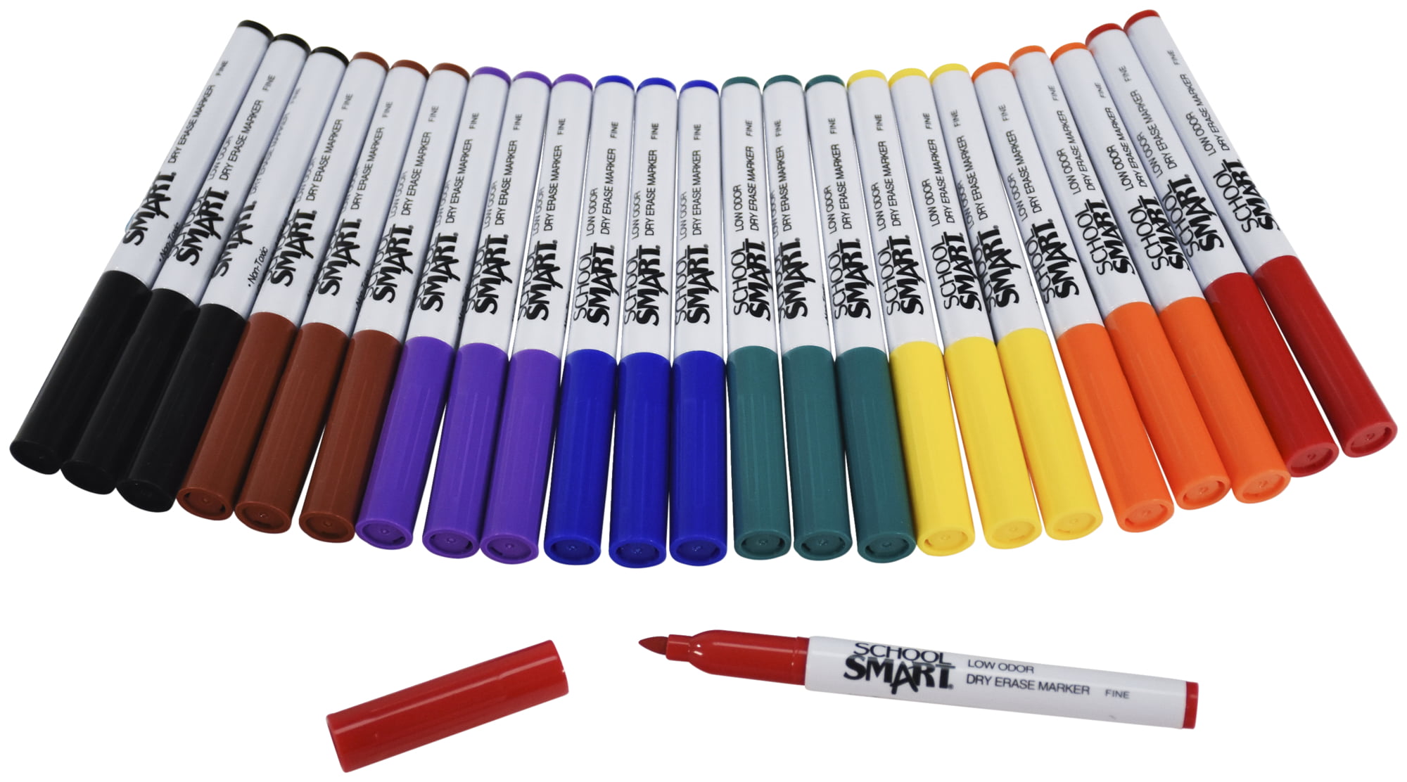 School Smart Dry Erase Pen Style Markers, Fine Tip, Assorted