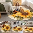 thumbnail image 5 of Round Rugs 7Ft, Sunflower Round Area Rug Washable Indoor Throw Carpet, Butterfly Spring Floral Retro Large Non Slip Circle Rug for Dining Room Playroom Home Decor Aesthetic, 5 of 8