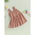 thumbnail image 3 of Arvbitana Baby Girls Summer Solid Color Casual Dresses Kids Sleeveless Sling Sundress Toddler Ruffle A-line Princess Dress for Party 3M-4T, 3 of 8