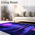 thumbnail image 2 of ODIKA 6'x9' Machine Washable Non-Slip Area Rug, Cyberpunk City Futuristic Game Style High Traffic Rug, Purple, 85050, 2 of 7